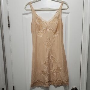 Vintage Lace Embellished Slip Dress in Biege Nude sz 44